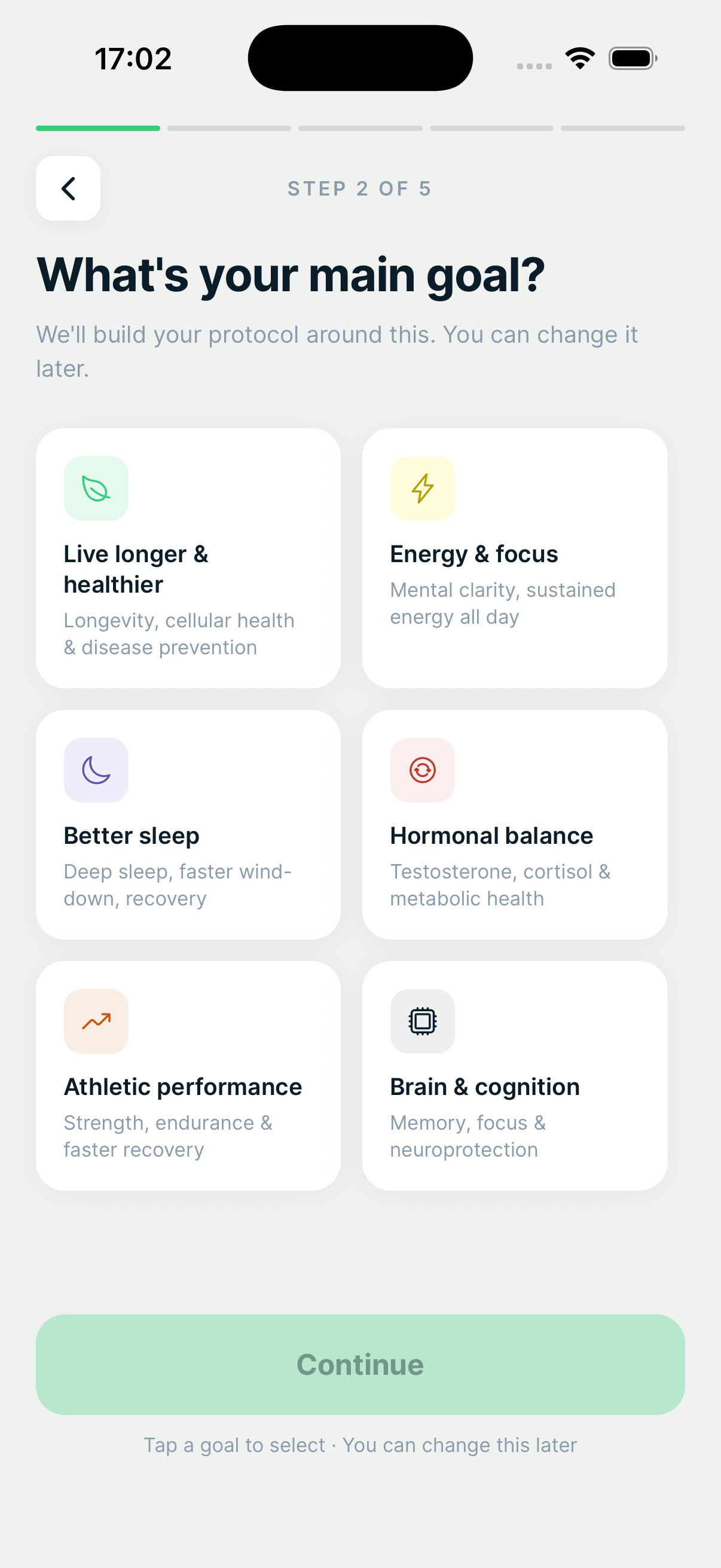 SuppLife goal selection questionnaire